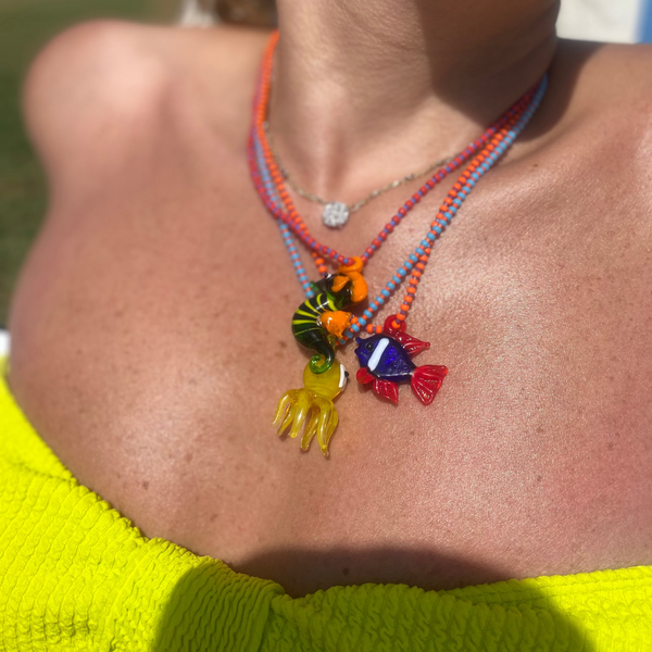 Red Murano 'Seahorse' Necklace