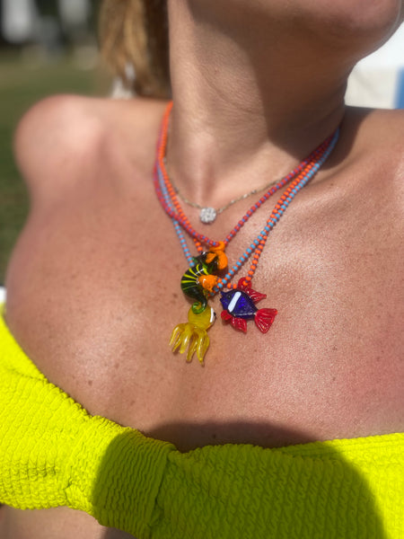 Orange Murano 'Fish' Necklace