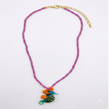 Red Murano 'Seahorse' Necklace