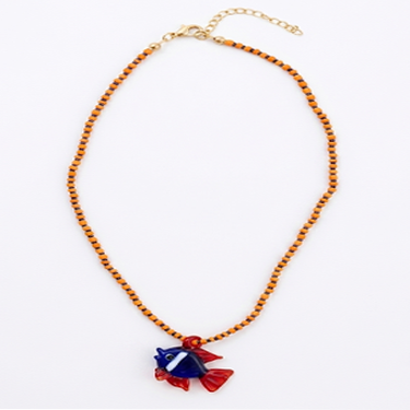 Orange Murano 'Fish' Necklace