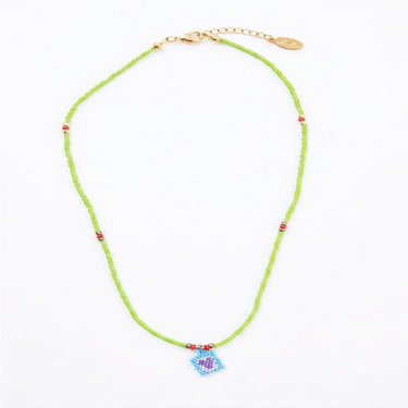 Mini beads 'Heart' Necklace Green