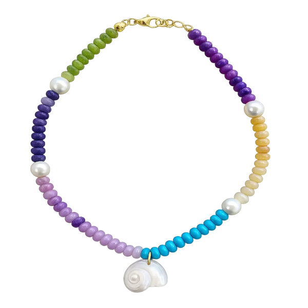 Multicolored Stones 'Shell' Necklace