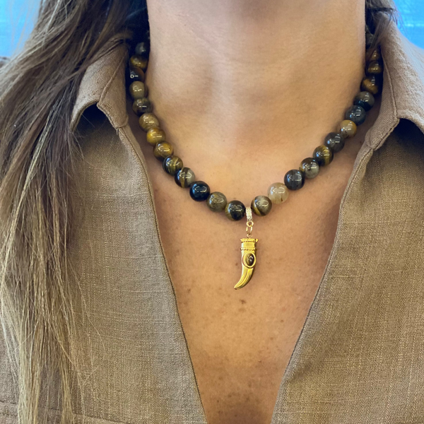 Tiger stone 'Tooth' Necklace