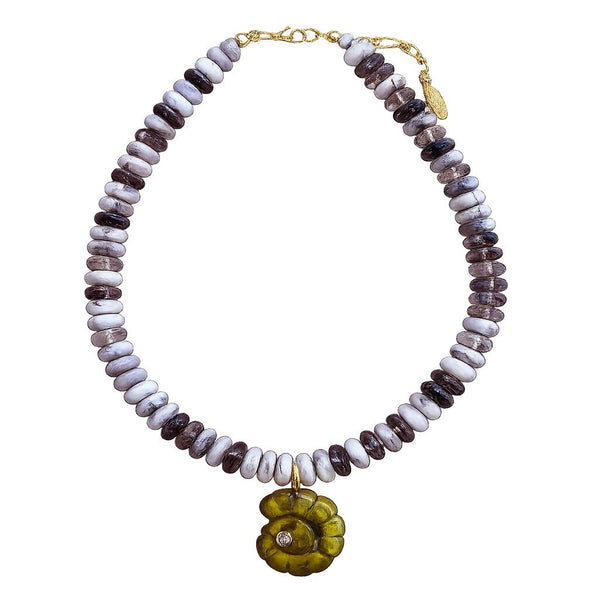 Purple Brown Stones 'Shell' Necklace