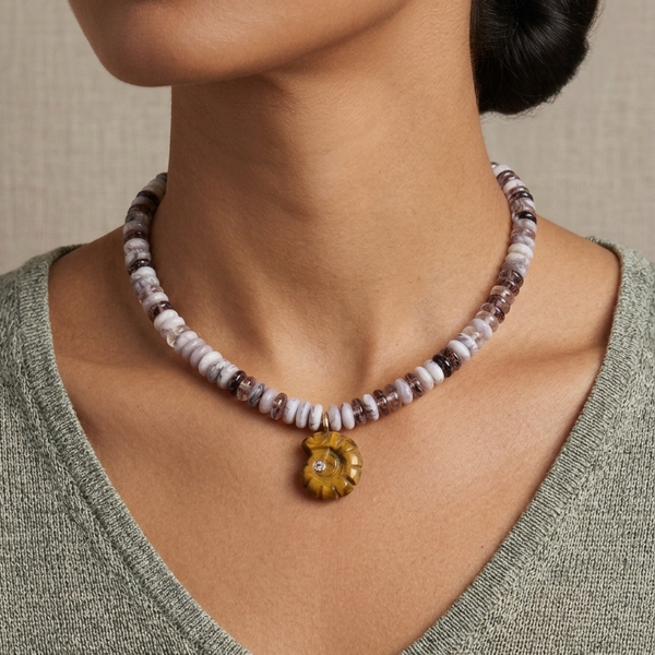 Purple Brown Stones 'Shell' Necklace