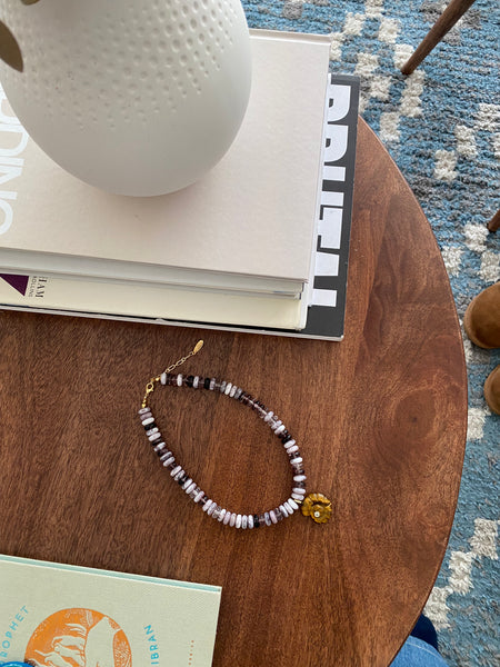 Purple Brown Stones 'Shell' Necklace