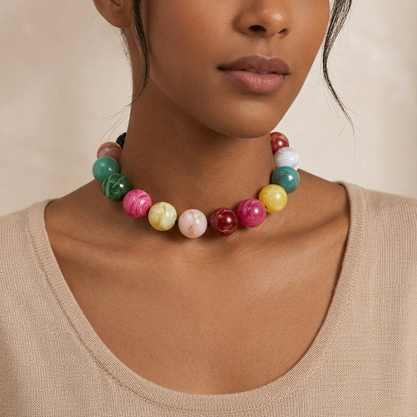 Multicolored 'Large Stone' Necklace