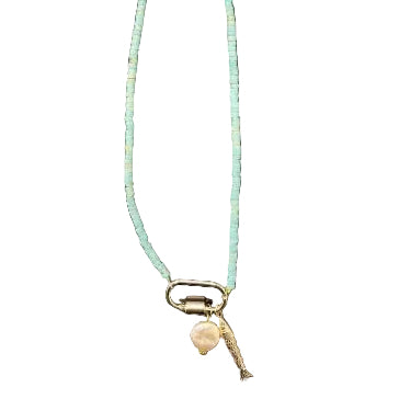 Turquoise Necklace fish&pearl Charm