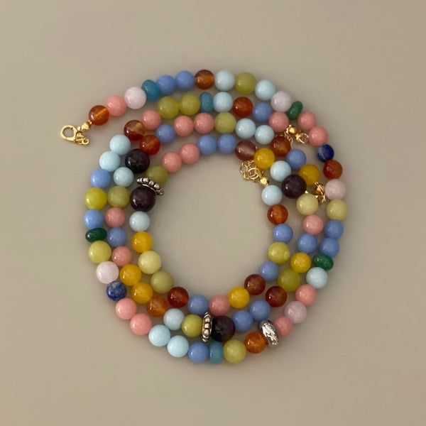 Multico Stones Necklace with Silver Separators