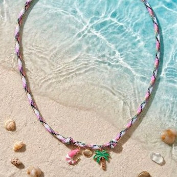 Cord Pink 'Palm Tree' Necklace