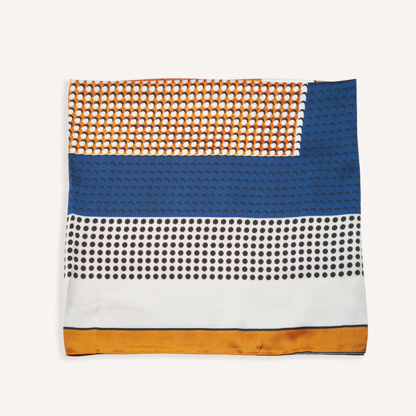 Silky Scarf Bahaus Navy&Orange