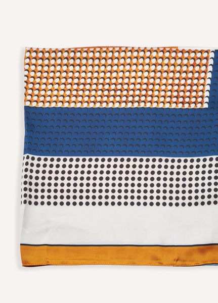 Silky Scarf Bahaus Navy&Orange