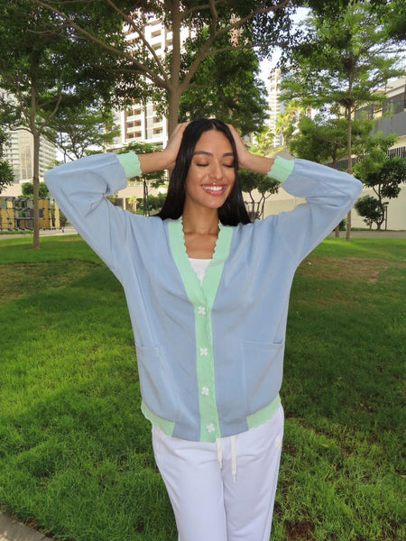 EOS Kool Cardigan: Baby blue / Pastel Green