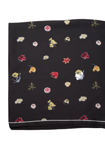 Silky Scarf with Flowers