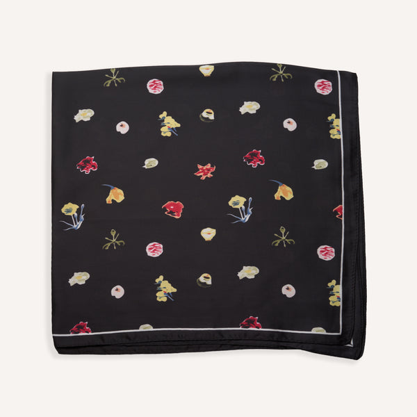 Silky Scarf with Flowers