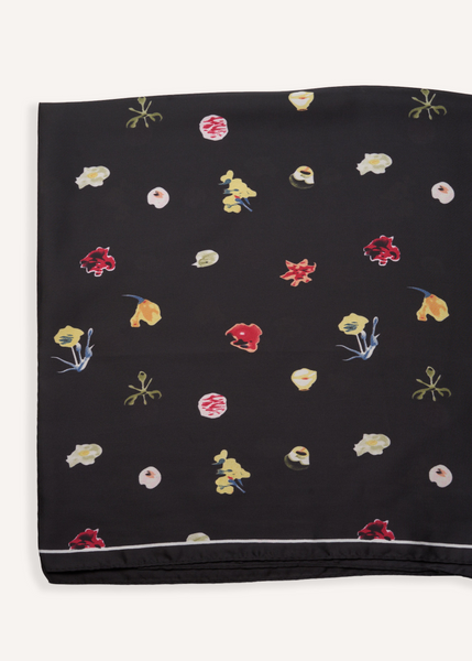 Silky Scarf with Flowers