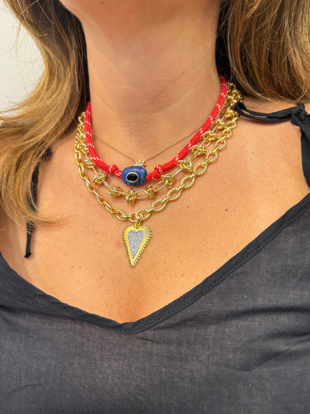 Rope Amulet Necklace Red/Blue