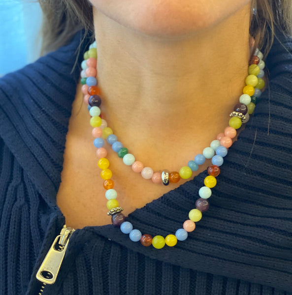 Multico Stones Necklace with Silver Separators