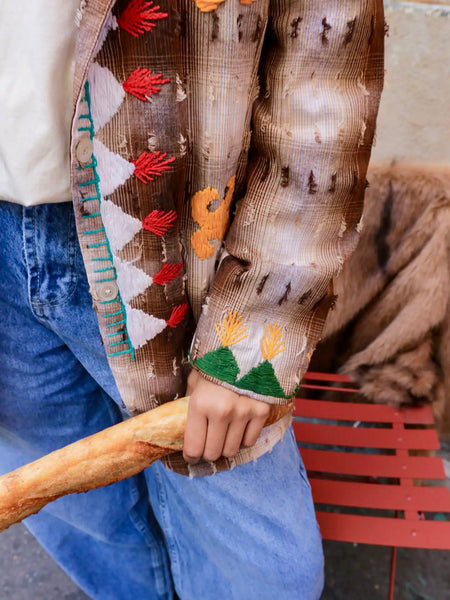 Embroidered Blazer: Cinnamon