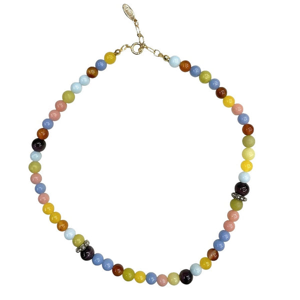 Multico Stones Necklace with Silver Separators