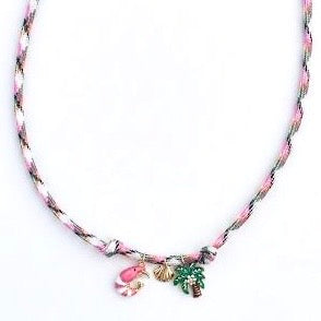 Cord Pink 'Palm Tree' Necklace