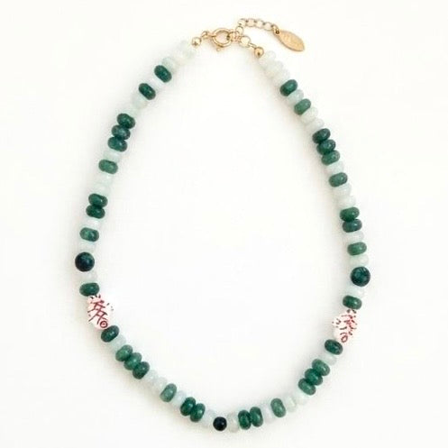 White Green Stone Necklace