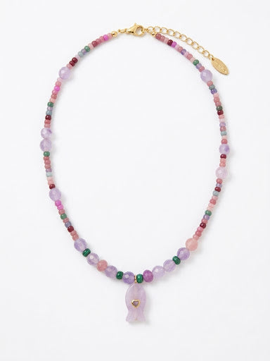 Pink ‘Fish’ Stone Necklace