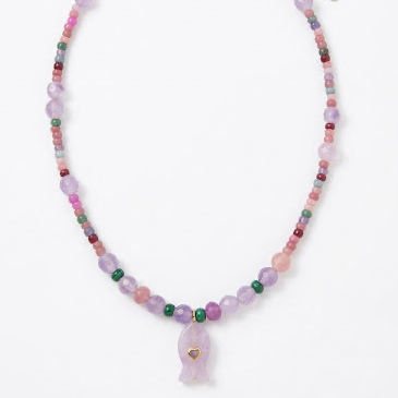 Pink ‘Fish’ Stone Necklace
