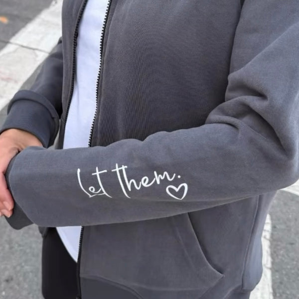 ZIP-UP HOODIE 'Let Them’ Grey