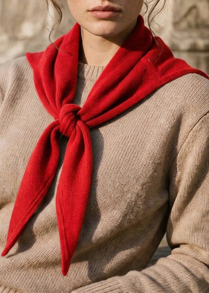 Triangular Wool Scarf: Red