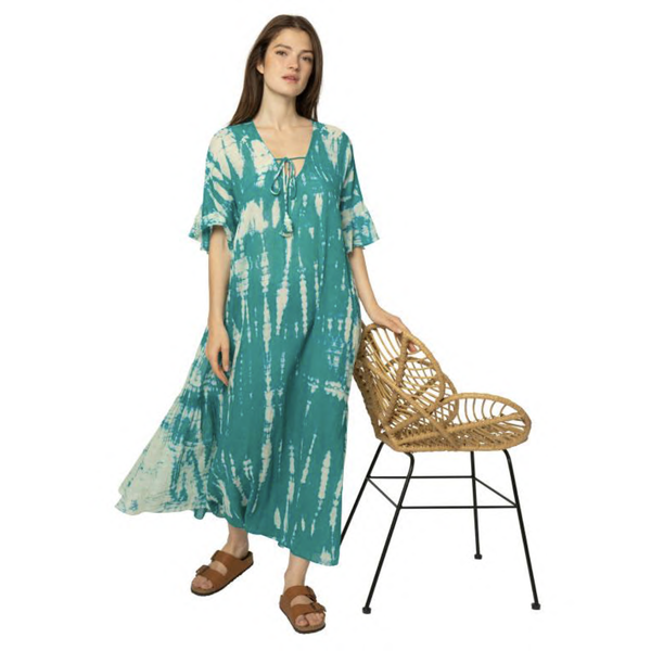 Elsa Dress TieDye Green/Turquoise