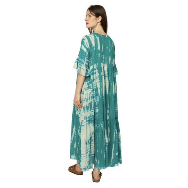 Elsa Dress TieDye Green/Turquoise