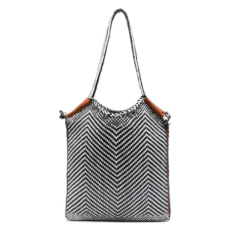 Dragon Diffusion Minga Tote: White, Black, Tan