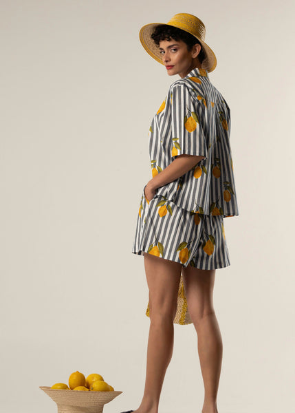 Lemon Shorts Set: Grey